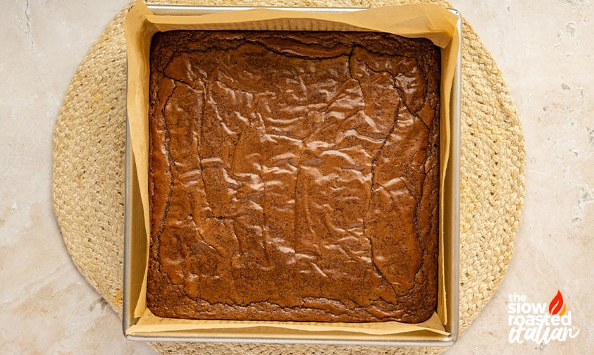 Process: parbaked brownies with a dull, dry top